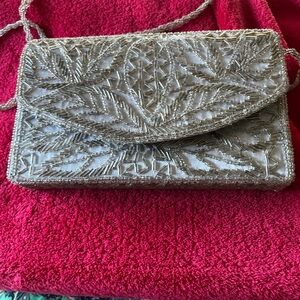 Vintage Silver-Grey Beaded Bag